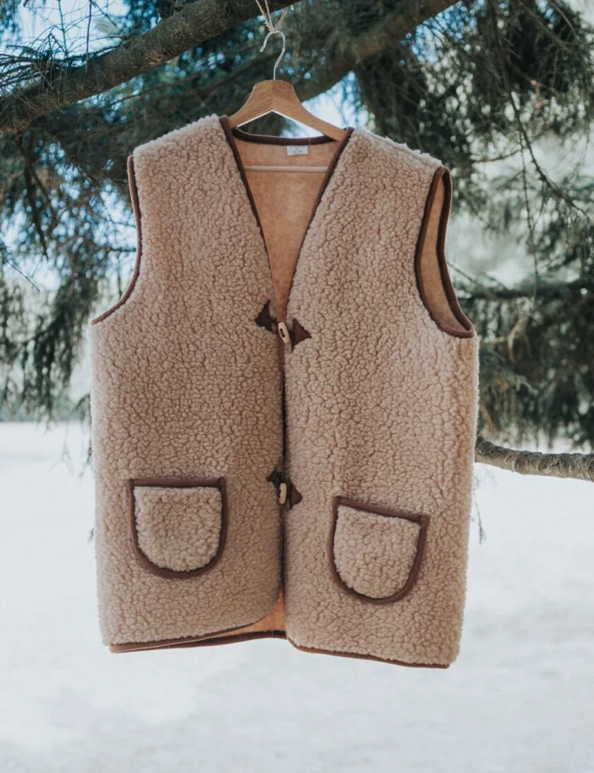 Dames bodywarmer van wol - Bodywarmer bruin wol buiten voorzijde 4 - BOD/UNI/DTC/BRU/XL