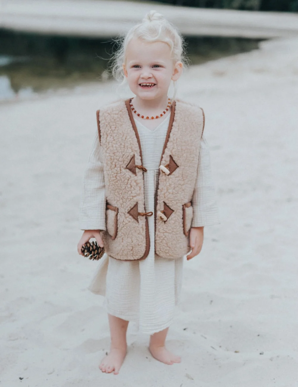 Kinder bodywarmer van wol - Bruin