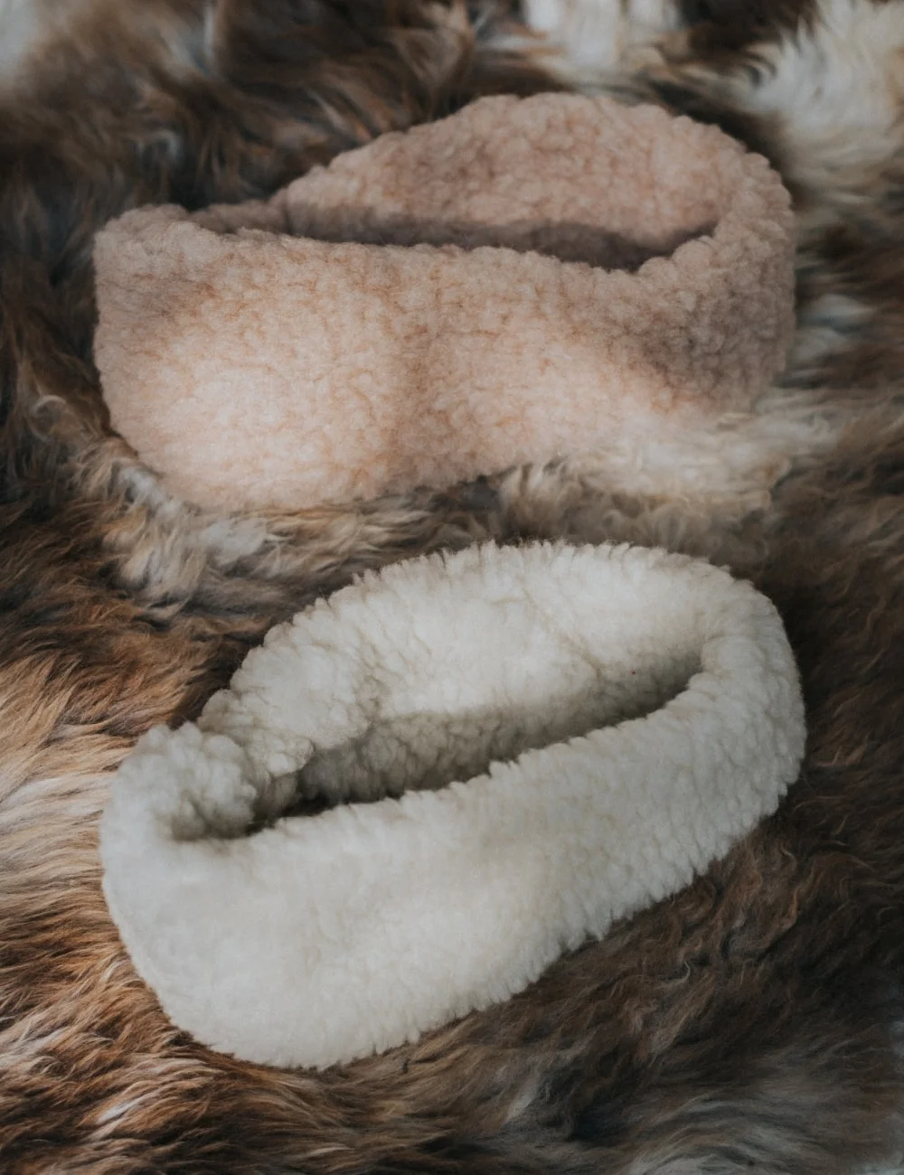 Wollen hoofdband - Hoofdband van wol bruin en wit de wollenwinkel min - Wollen hoofdband - Wit