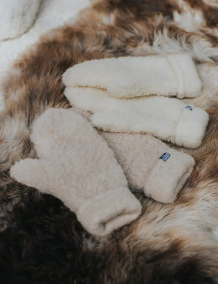 Wollen handschoenen - Wollen handschoen bruin en wit inzoom - Wollen handschoenen - Bruin/M