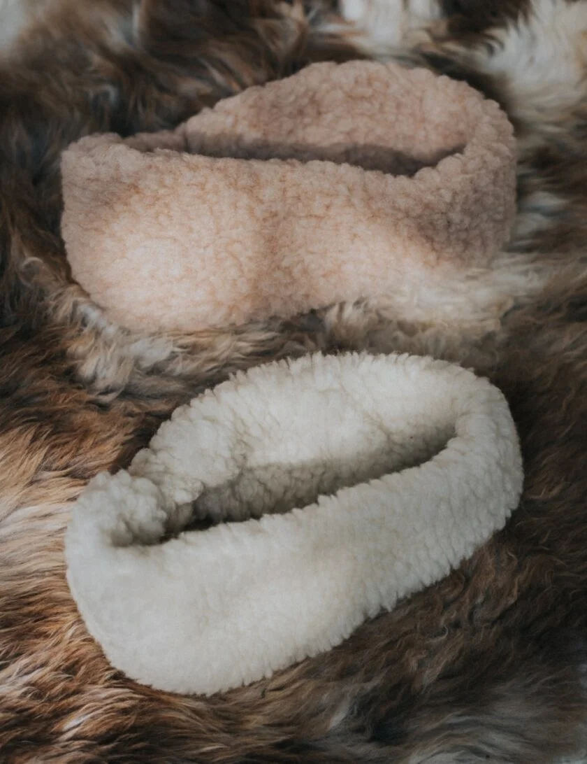 Wollen hoofdband - Bruin - Wollen hoofdband bruin en wit 1 - Wollen hoofdband - Bruin
